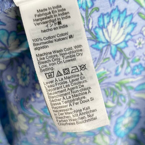 J. Crew Long Sleeve Fresco Poplin Top Womens Small Blue Floral Cotton Feminine - Picture 10 of 11